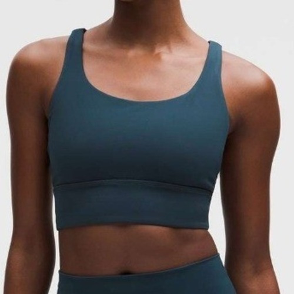 Lululemon 6 Energy Bra Longline Teal Green Strappy Sports Bra LW2EB8S Size